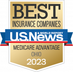 gold badge with blue ribbon with us news world report 2023 medicare advantage best insurance companies